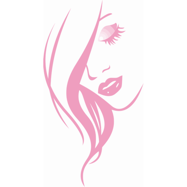 Vector drawing of pink lady with closed eyes