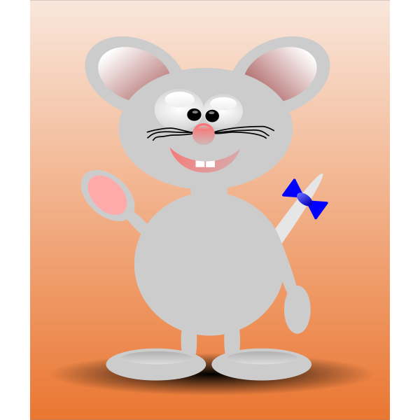 Vector illustration of happy cartoon mouse standing with orange background