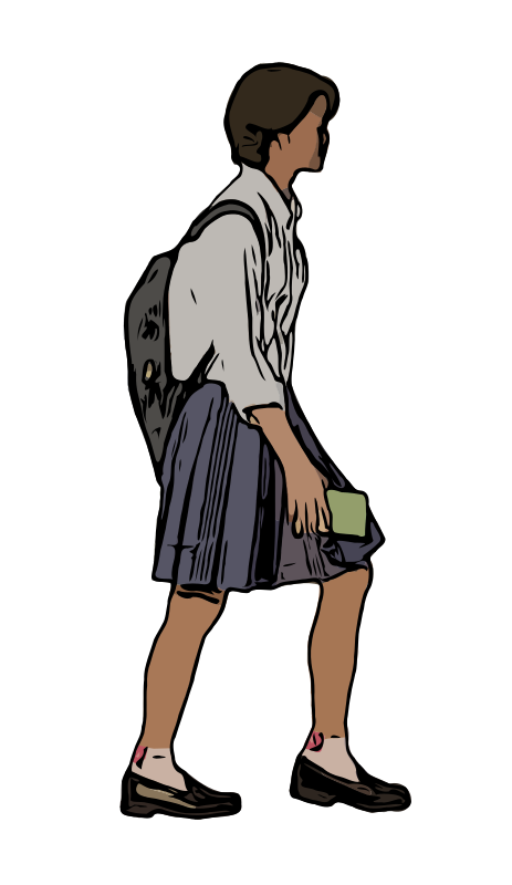 Walking school girl