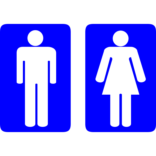 Vector image of blue male and female square toilet signs