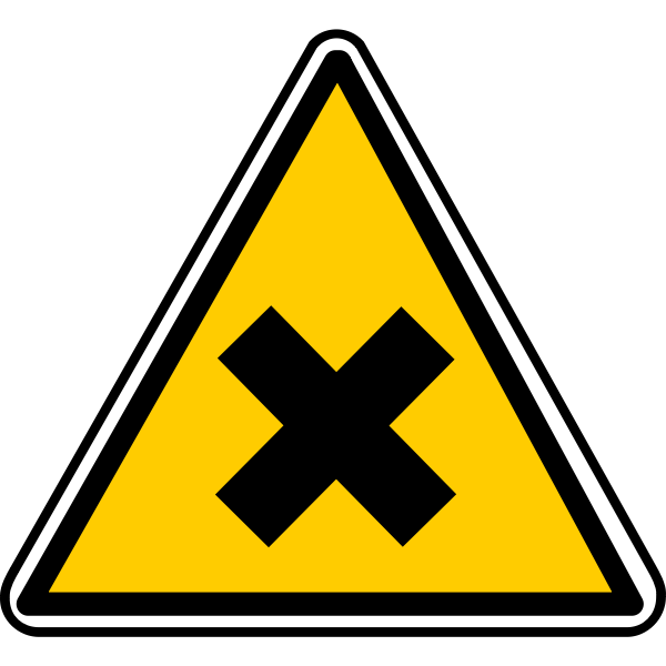 Vector graphics of triangular X warning sign