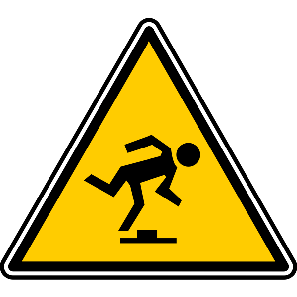 Vector graphics of triangular watch your step warning sign