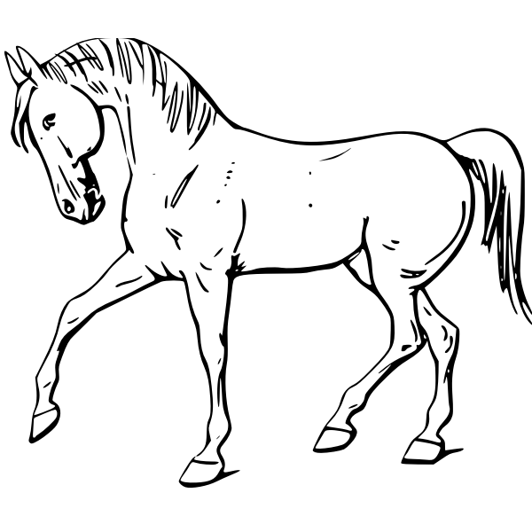 Walking horse line art vector drawing
