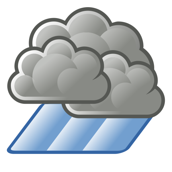 Color weather forecast icon for heavy rain vector drawing