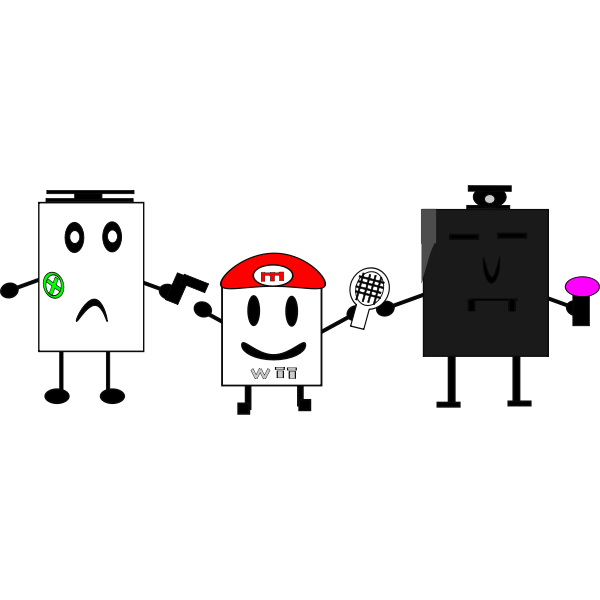 WII, Xbox and PS3 square characters vector graphics