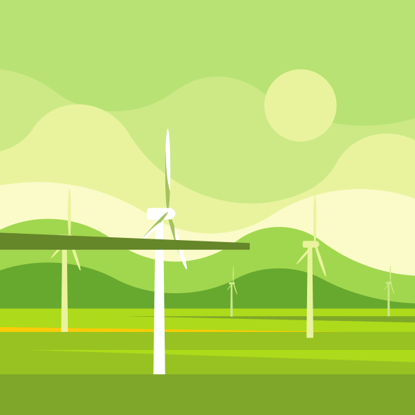 Green Wind Energy Landscape Illustration