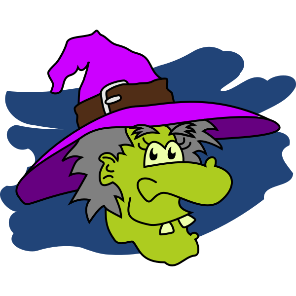 Green faced witch vector drawing | Free SVG