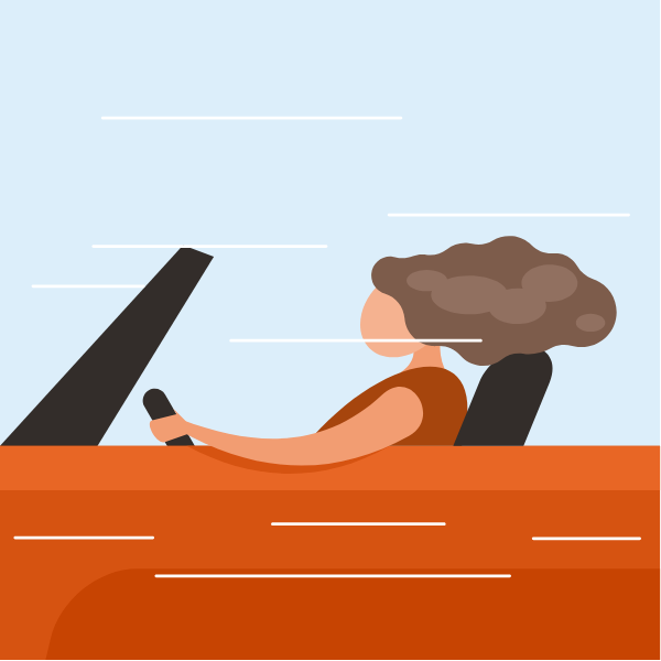 Woman driving a cabriolet