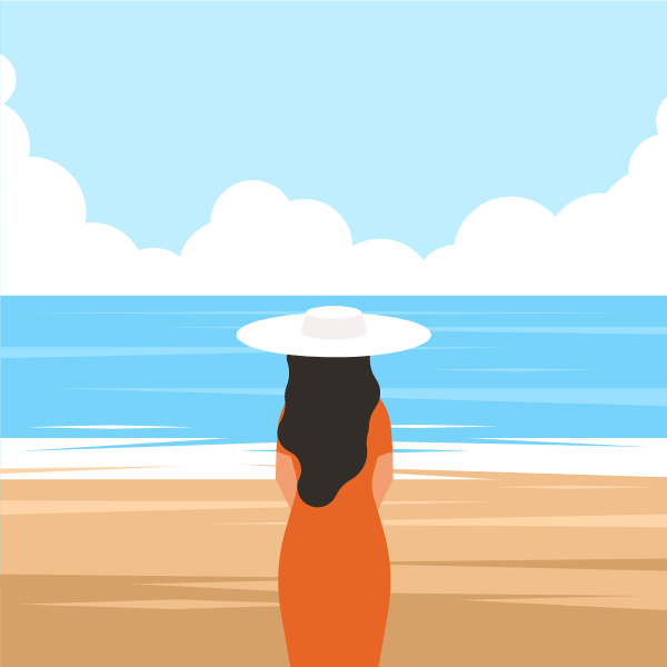 Woman looking at the sea horizon