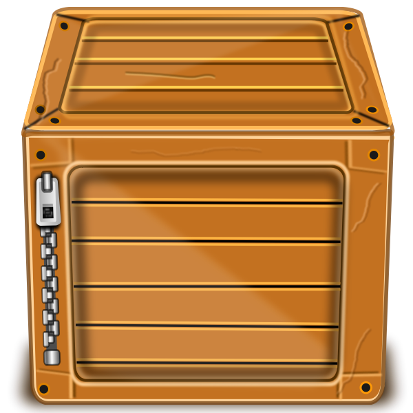 Vector image of wooden box with silver zipper