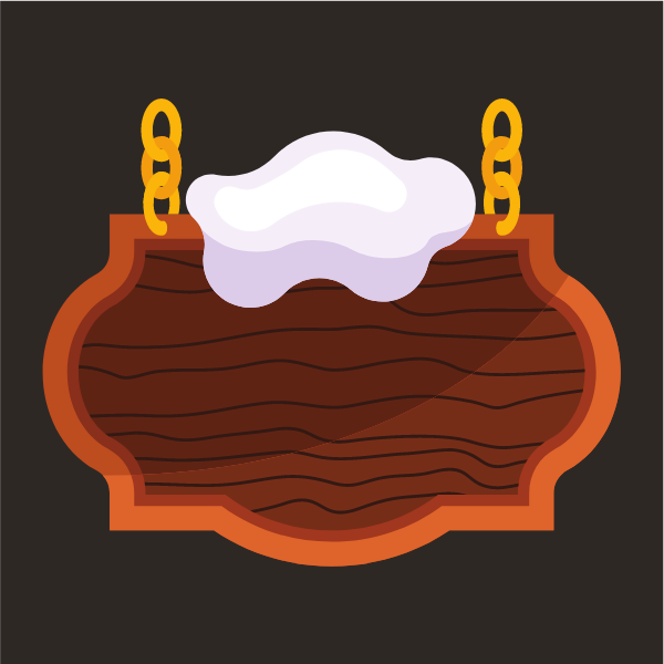 Hanging wooden signboard