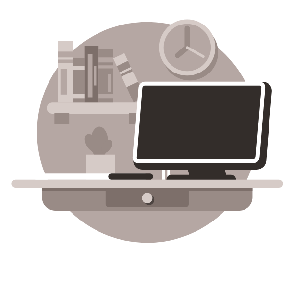 Work desk with a desktop computer