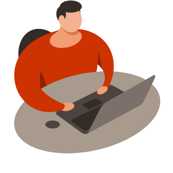 Man is working on his laptop