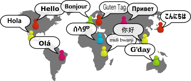 World map with greetings