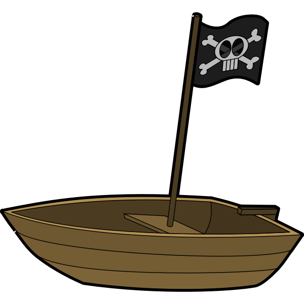 Small pirate boat with a flag vector graphics
