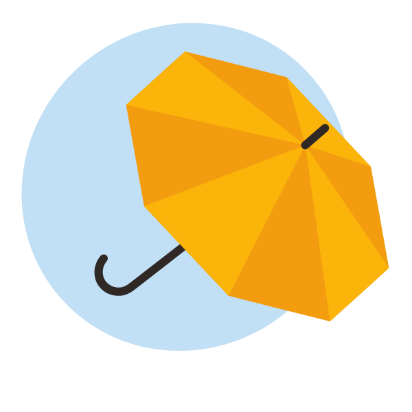 An open yellow umbrella