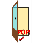 Pop door sign