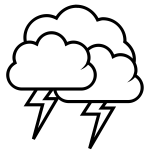 Black and white weather forecast icon for thunder vector graphics