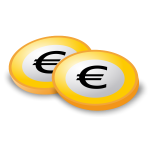 Vector image of coins with Euro logo
