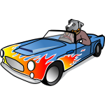 Dog in sports car vector image