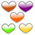 Color glossy hearts vector image