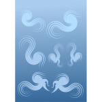 Graphics of round swirls selection on blue background
