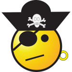 Vector clip art of pirate smiley with a hat