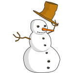 Snow man lifting it's hat