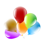 Vector illustration of six decorated party balloons