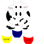 Vector image of cow with milk bottles