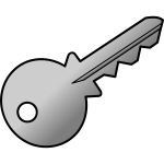 Vector clip art of grey shaded metal door key