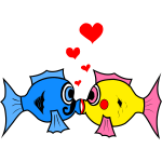Vector graphics of two fish kissing