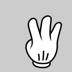 Graphics of white hand with three fingers up on a grey background