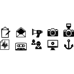 Vector illustration of black and white communication icon set