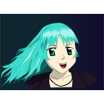 Vector clip art of anime girl with long blue hair