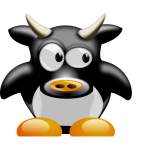 Vector clip art of tux with horns