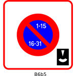 Vector image of unilateral parking area alternating bi-monthly French road sign