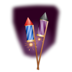 Vector clip art of firework rockets on a stick