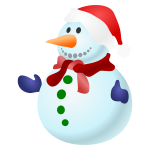 Vector clip art of happy colorful snowman with scarf