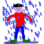 man standing in rain