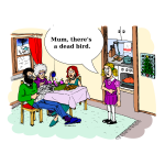Family comic scene in full color illustration