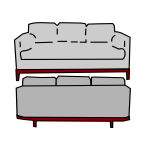 gray sofa front and back
