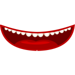 Vector drawing of cartoon style red mouth with white teeth