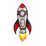 Shiny comic rocket vector image
