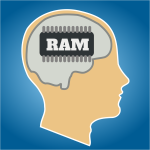 Vector illustration of human brain as RAM memory
