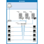 Vector drawing of computer network diagram with cloud