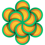 Vector drawing of flower made of multicolor circles