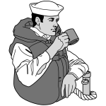 Navy sailor drinking coffee