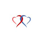 Blue and red heart logo concept