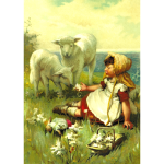 Girl with lambs